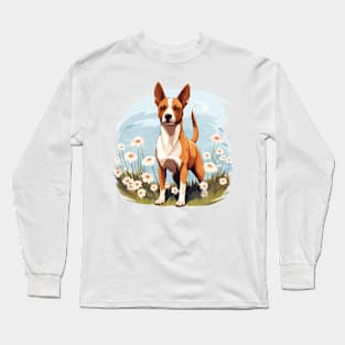 Basenji Flower Painting Cute Colorful Puppy Dog Long Sleeve T-Shirt